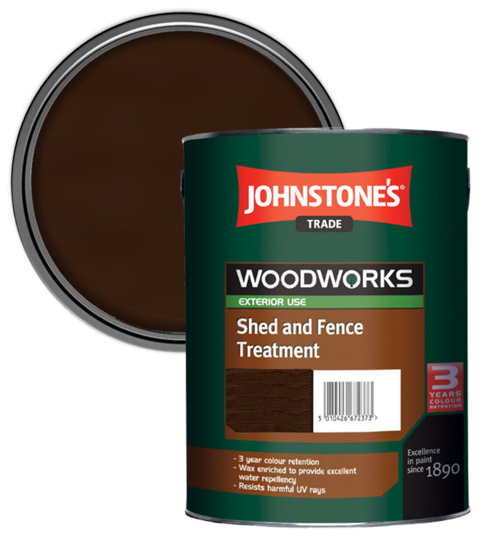 Johnstones Trade Woodworks Shed and Fence Paint  - 5 Litre - Dark Chestnut