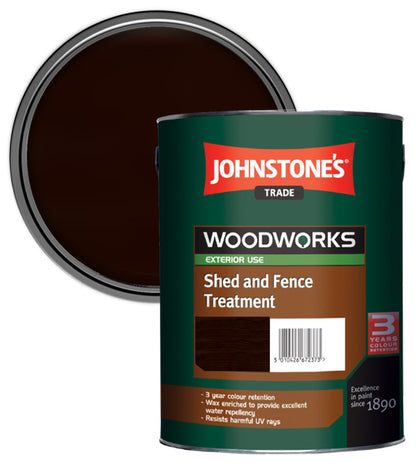 Johnstones Trade Woodworks Shed and Fence Paint  - 5 Litre - Dark Oak