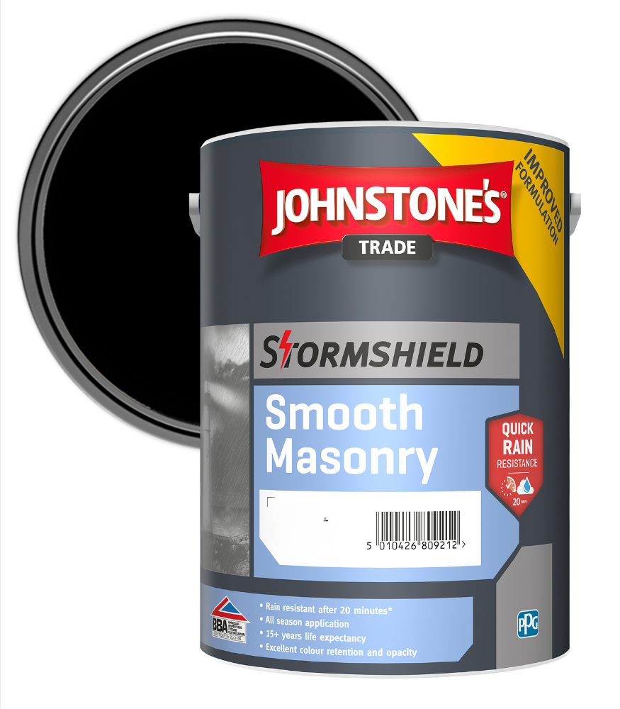 Johnstones Trade Stormshield Smooth Masonry Paint - Black - 5 Litre