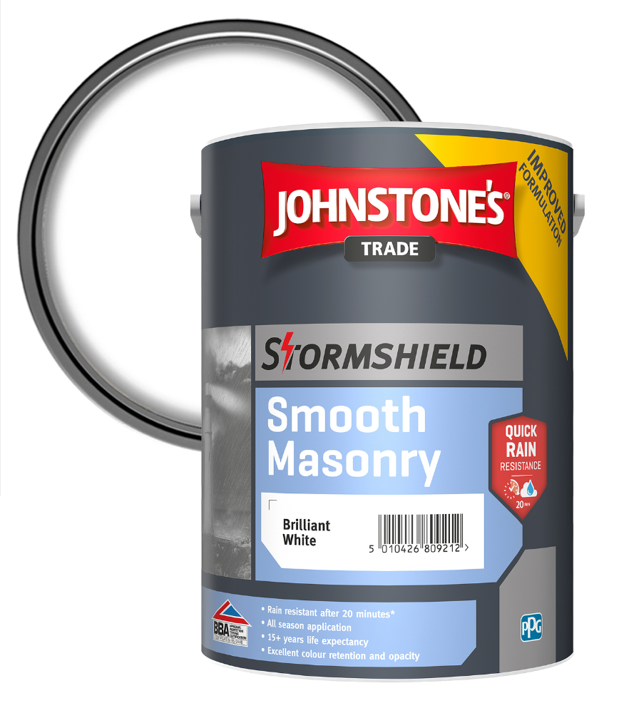 Johnstones Trade Stormshield Smooth Masonry Paint - Brilliant White - 5 Litre