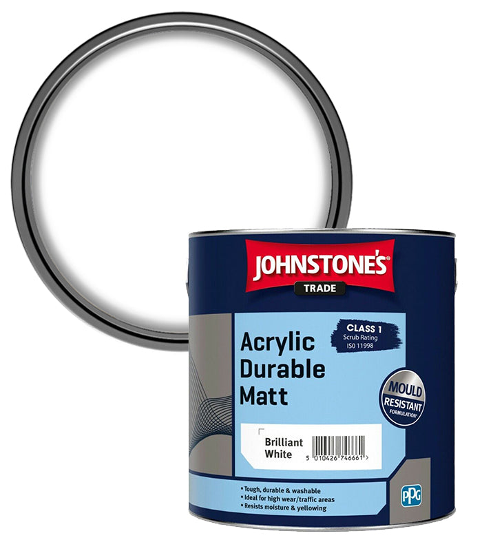 Johnstone S Trade Acrylic Durable Matt Paint Brilliant White Next   Johnstones Trade Acrylic Durable Matt 2.5l 