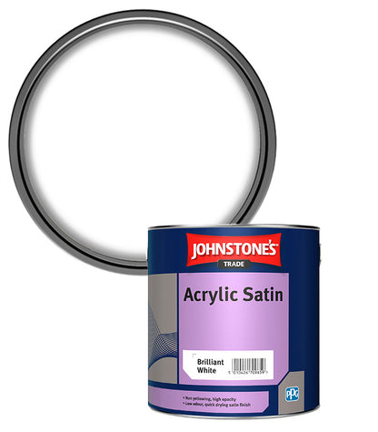 Johnstones Trade Acrylic Satin - Brilliant White - 1 Litre