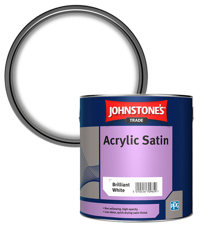 Johnstones Trade Acrylic Satin - Brilliant White - 2.5 Litre