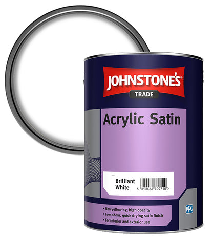 Johnstones Trade Acrylic Satin - Brilliant White - 5 Litre
