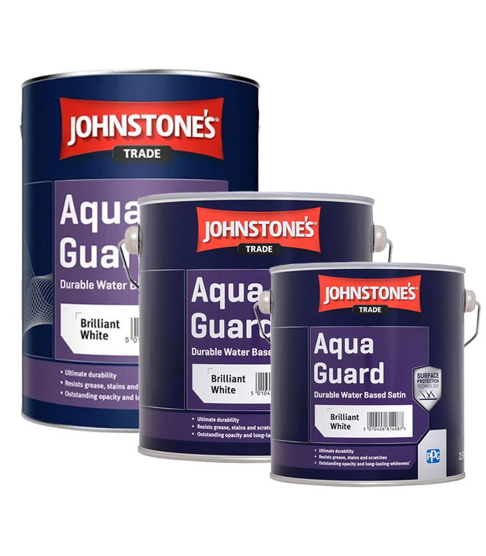 Johnstones Trade Aqua Guard Durable Water Based Satin Paint - Brilliant White