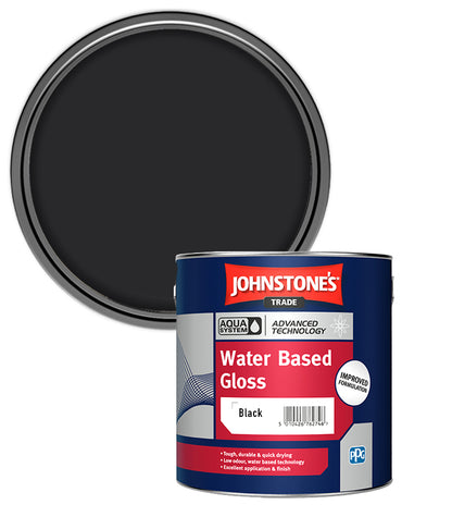 Johnstones Trade Aqua Water Based Gloss - Black - 1 Litre