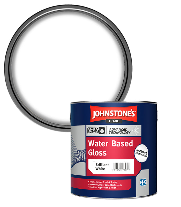 Johnstones Trade Aqua Water Based Gloss - Brilliant White - 1 Litre