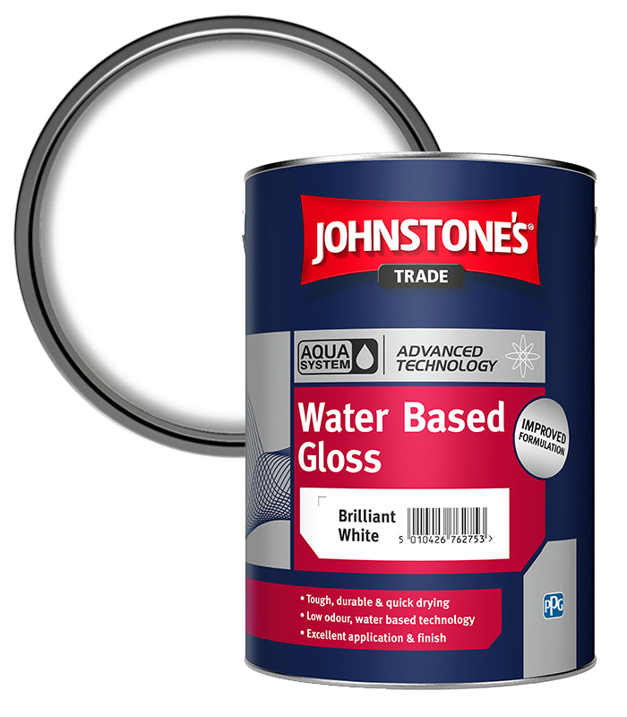 Johnstones Trade Aqua Water Based Gloss - Brilliant White - 5 Litre