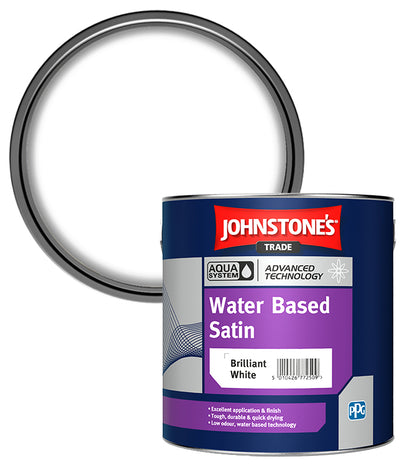Johnstones Trade Aqua Water Based Satin - Brilliant White - 2.5 Litre