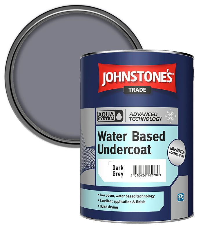 Johnstones Trade Aqua Water Based Undercoat - Dark Grey - 5 Litre