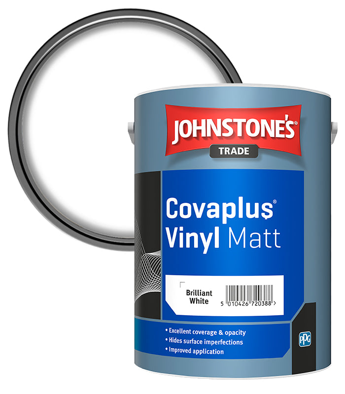 Johnstones Trade Covaplus Vinyl Matt - Brilliant White - 5 Litre