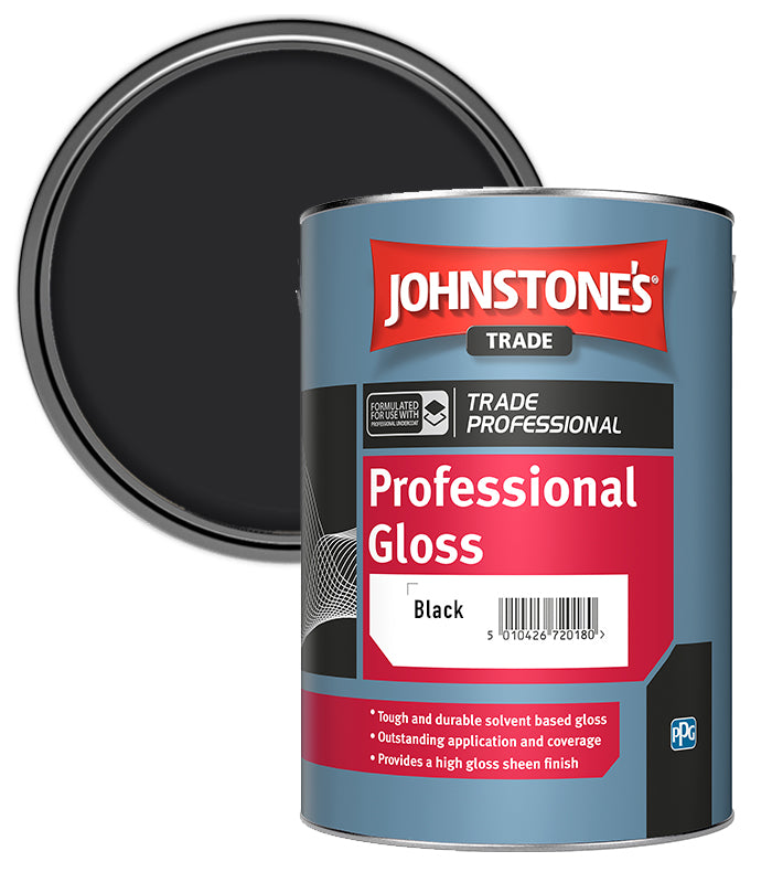 Johnstones Trade Professional Gloss - Black - 5 Litre