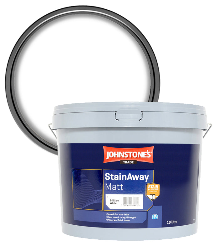 Johnstones Trade StainAway Matt - Brilliant White - 10 Litres