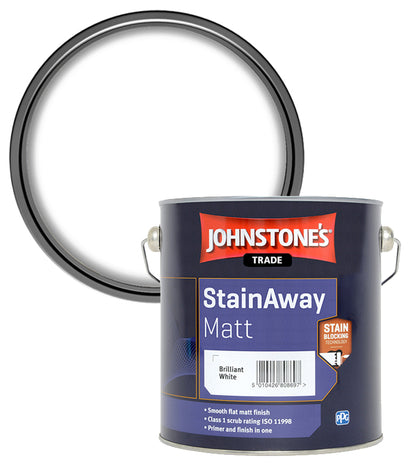 Johnstones Trade StainAway Matt - Brilliant White - 2.5 Litres