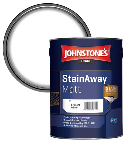 Johnstones Trade StainAway Matt - Brilliant White - 5 Litres