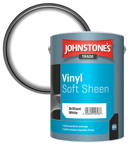 Johnstones Trade Vinyl Soft Sheen - Brilliant White - 5 Litre