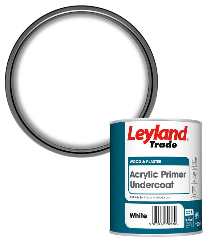 Leyland Trade Acrylic Primer Undercoat Paint - White - 750ml