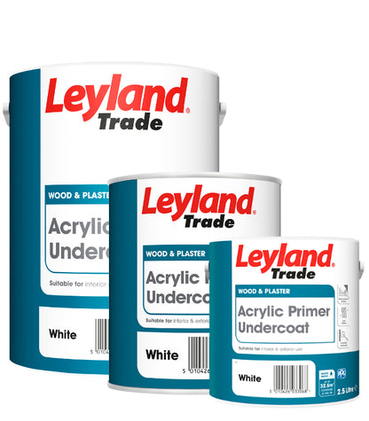 Leyland Trade Acrylic Primer Undercoat Paint - White - All Sizes