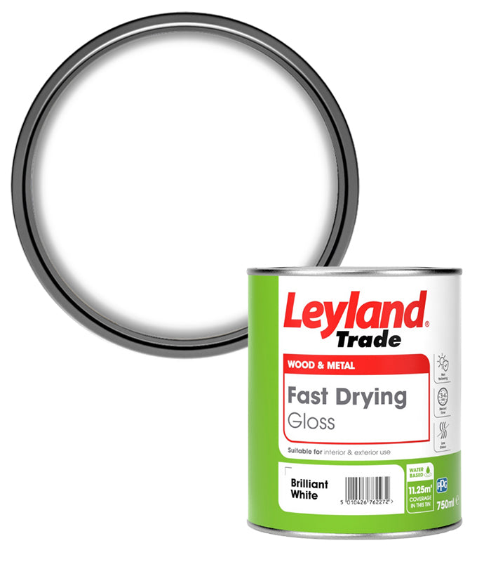 Leyland Trade Fast Drying Gloss Paint - Brilliant White - 750ml