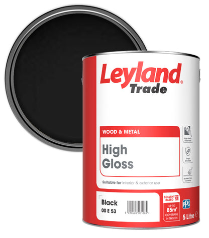 Leyland Trade High Gloss Paint - Black - 5L