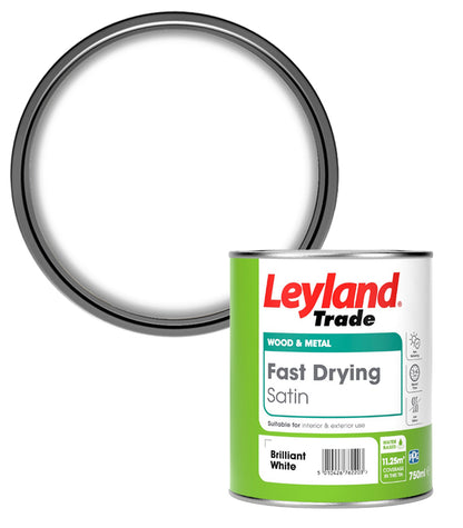 Leyland Trade Fast Drying Satin Paint - Brilliant White - 750ml