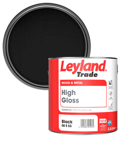 Leyland Trade High Gloss Paint - Black - 2.5L