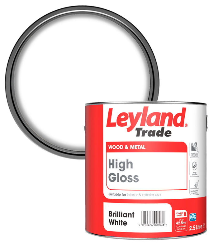 Leyland Trade High Gloss Paint - Brilliant White - 2.5L