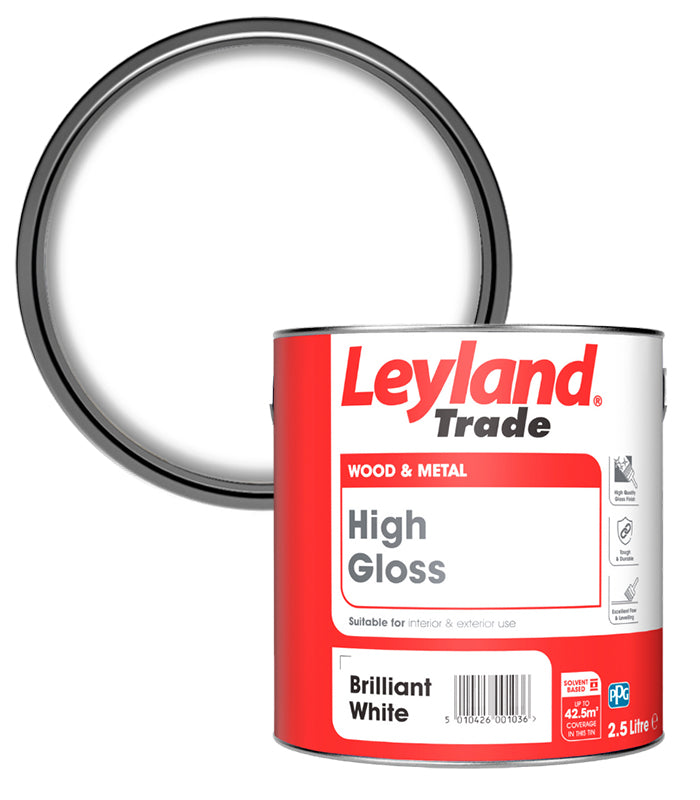 Leyland Trade High Gloss Paint Brilliant White Next Day Paint