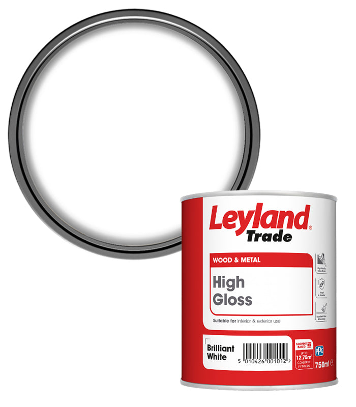 Leyland Trade High Gloss Paint - Brilliant White - 750ml