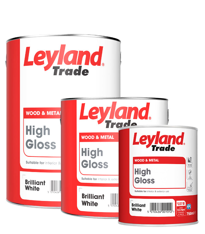 Leyland Trade High Gloss Paint - Brilliant White - All Sizes