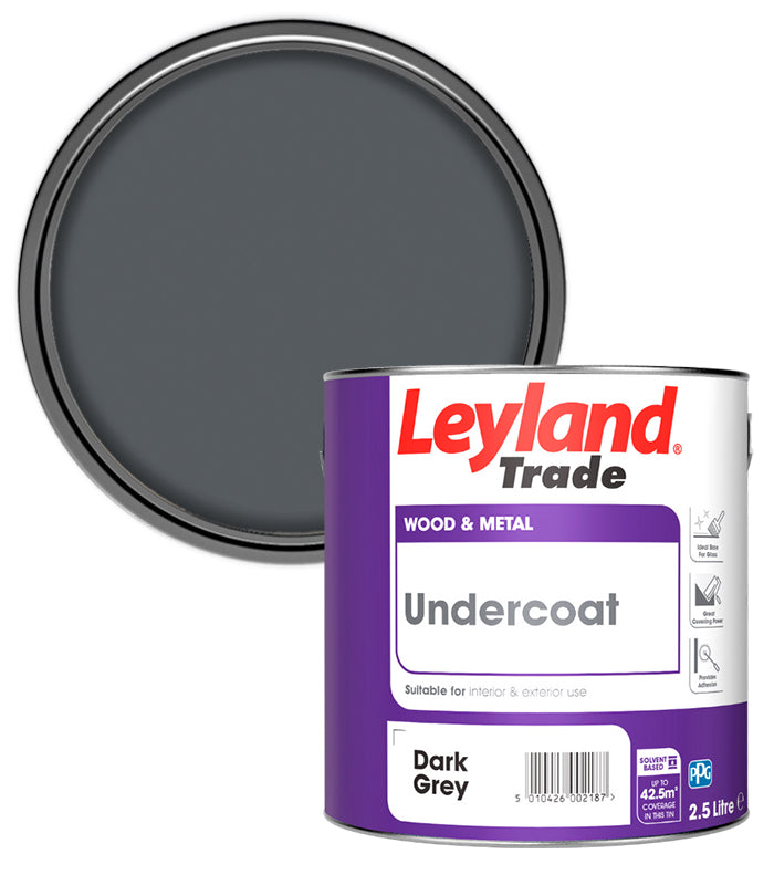 Leyland Trade Undercoat Paint - Dark Grey - 2.5L