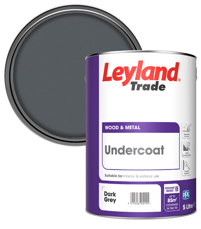 Leyland Trade Undercoat Paint - Dark Grey - 5L