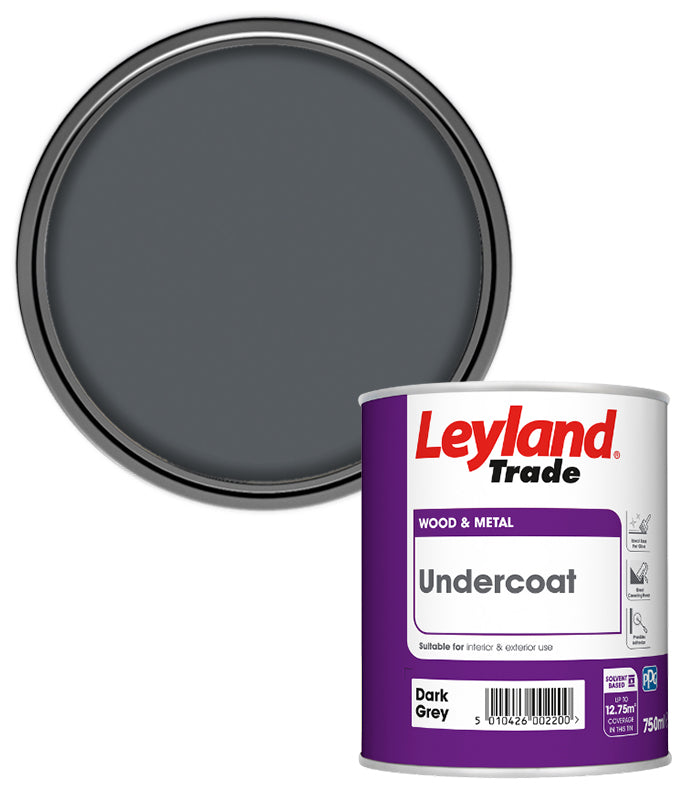 Leyland Trade Undercoat Paint - Dark Grey - 750ml