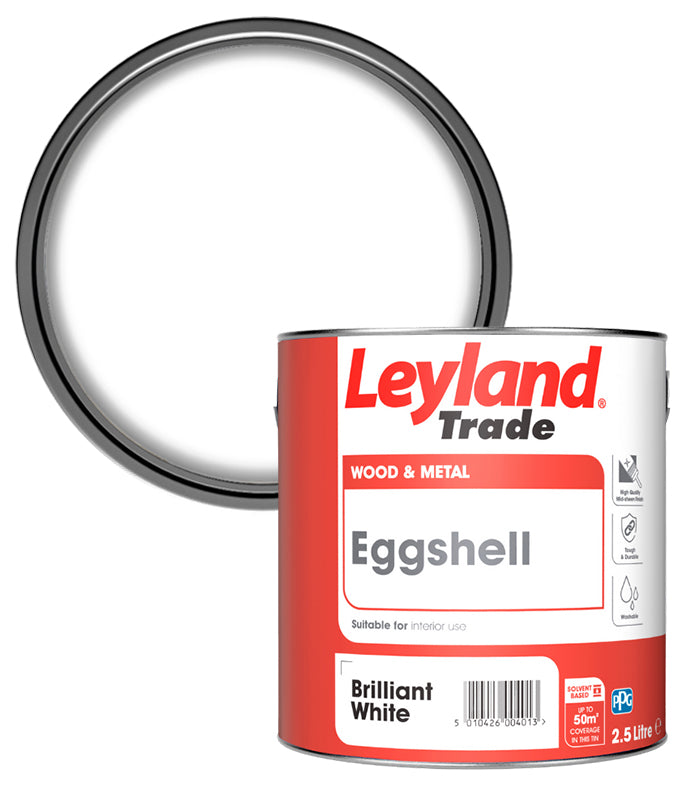 Leyland Trade Oil Based Eggshell Paint - Brilliant White - 2.5L
