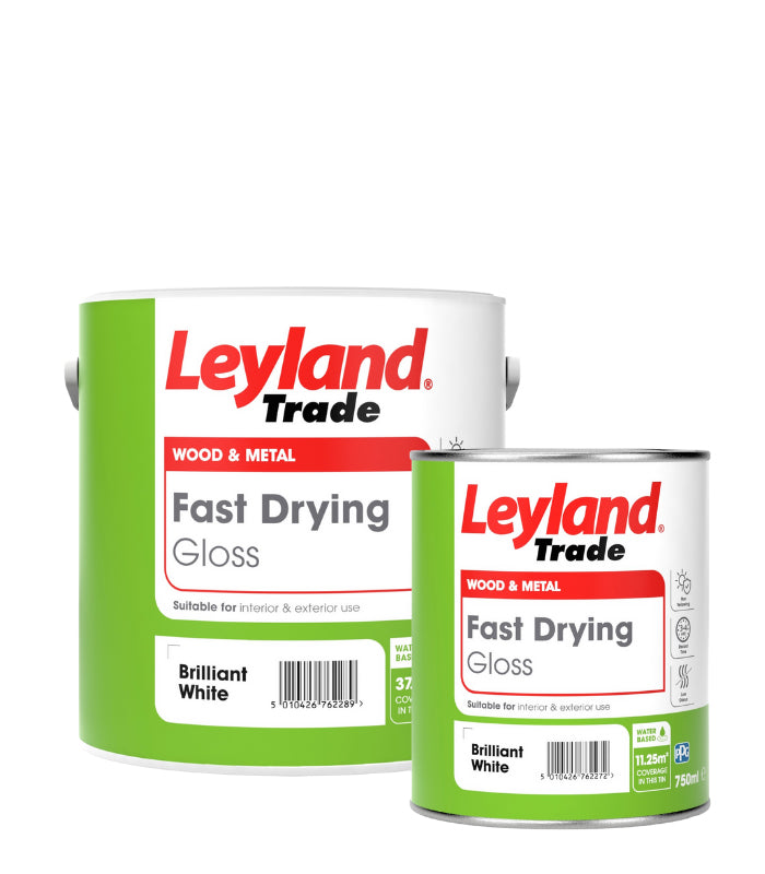 Leyland Trade Fast Drying Gloss Paint - Brilliant White - 2.5L or 750ml