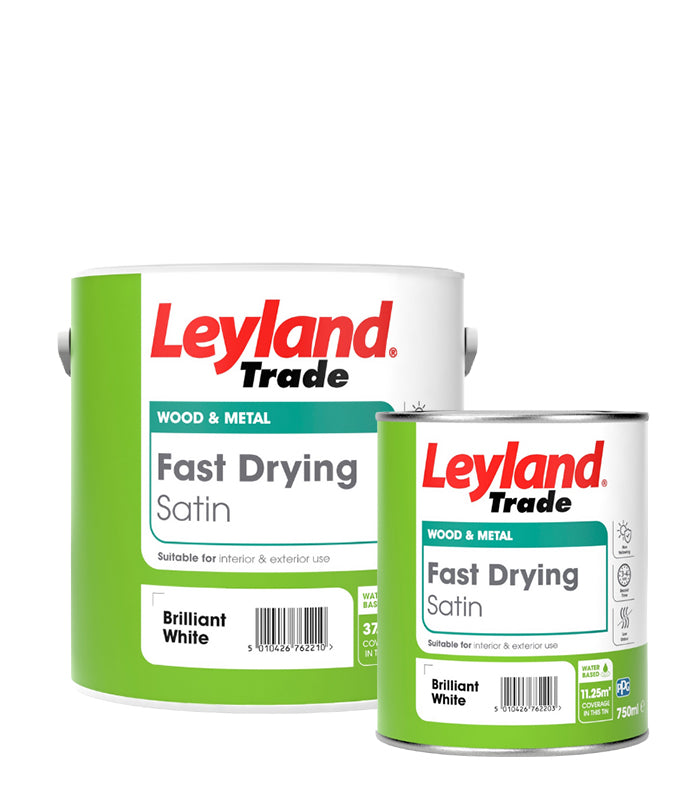 Leyland Trade Fast Drying Satin Paint - Brilliant White - 2.5L or 750ml
