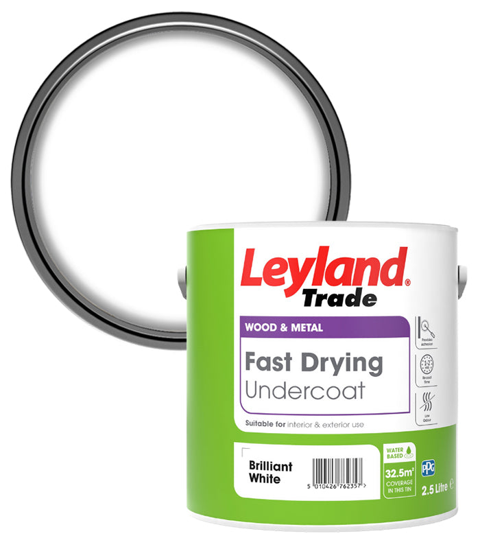 Leyland Trade Fast Drying Undercoat Paint - Brilliant White - 2.5L