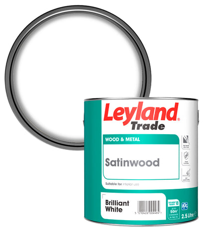 Leyland Trade Satinwood Paint - Brilliant White - 2.5L