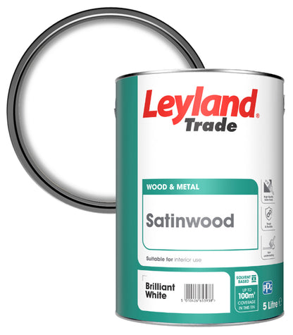Leyland Trade Satinwood Paint - Brilliant White - 5L