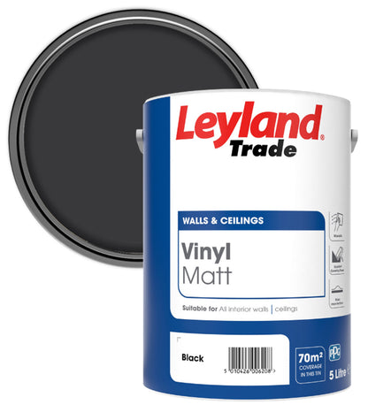 Leyland Trade Vinyl Matt Emulsion Paint - Black - 5L