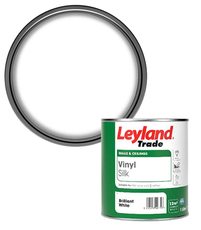Leyland Trade Vinyl Silk  Emulsion Paint - Brilliant White - 1L