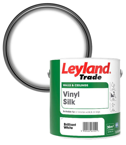 Leyland Trade Vinyl Silk Emulsion Paint - Brilliant White - 2.5L