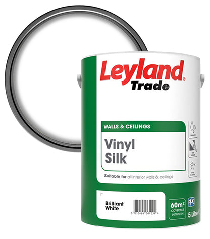 Leyland Trade Vinyl Silk Emulsion Paint - Brilliant White - 5L