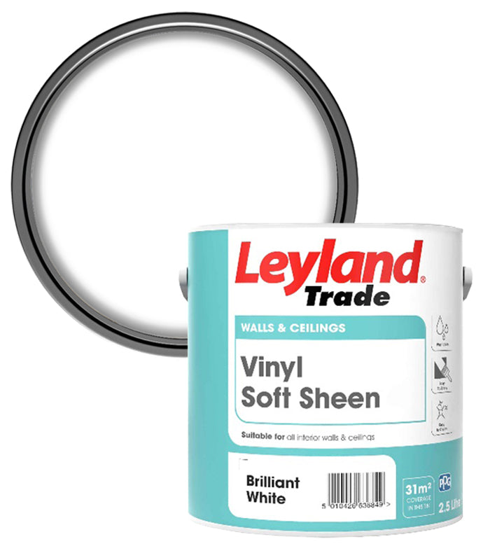 Leyland Trade Vinyl Soft Sheen Emulsion Paint - Brilliant White - 2.5L
