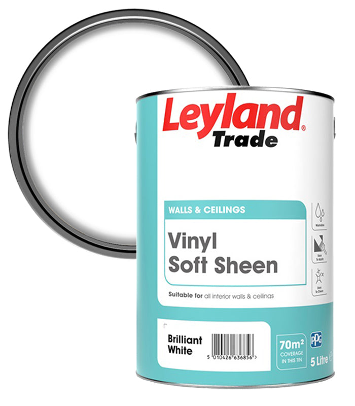 Leyland Trade Vinyl Soft Sheen Emulsion Paint - Brilliant White - 5L