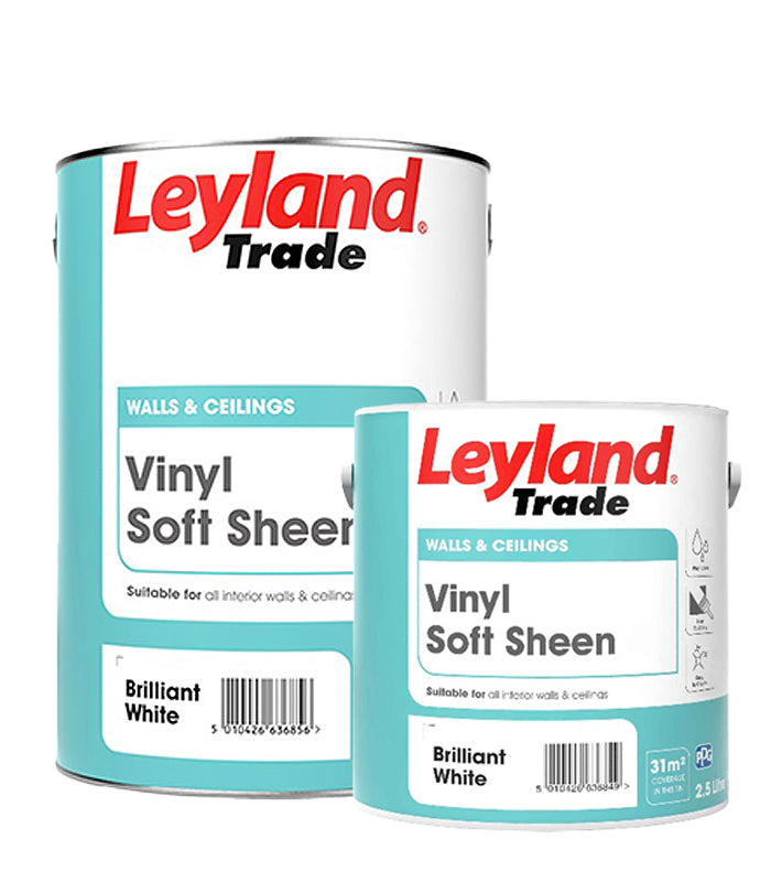 Leyland Trade Vinyl Soft Sheen Emulsion Paint - Brilliant White - All Sizes
