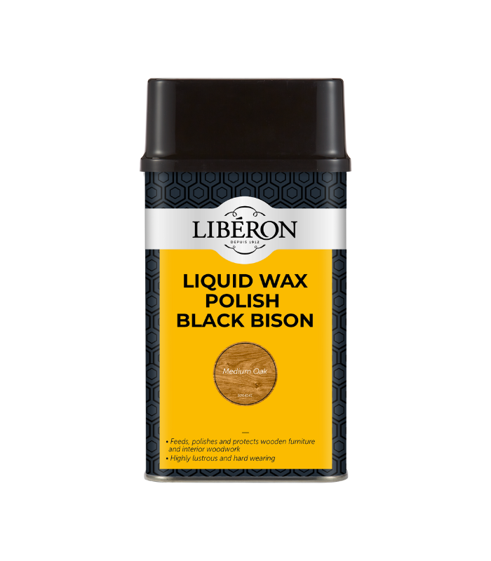 Liberon Liquid Wax Polish Black Bison - Medium Oak - 500ml