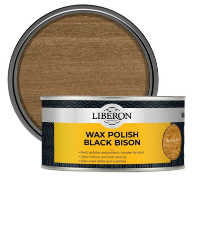 Liberon Wax Polish Black Bison Paste - Medium Oak - 500ml