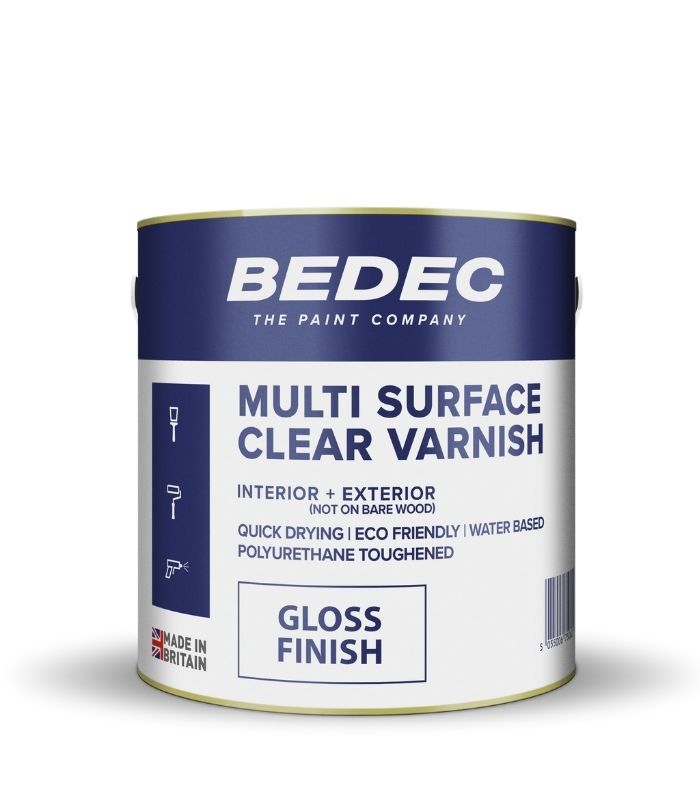Bedec Multi Surface Clear Varnish - Gloss - 2.5 Litre