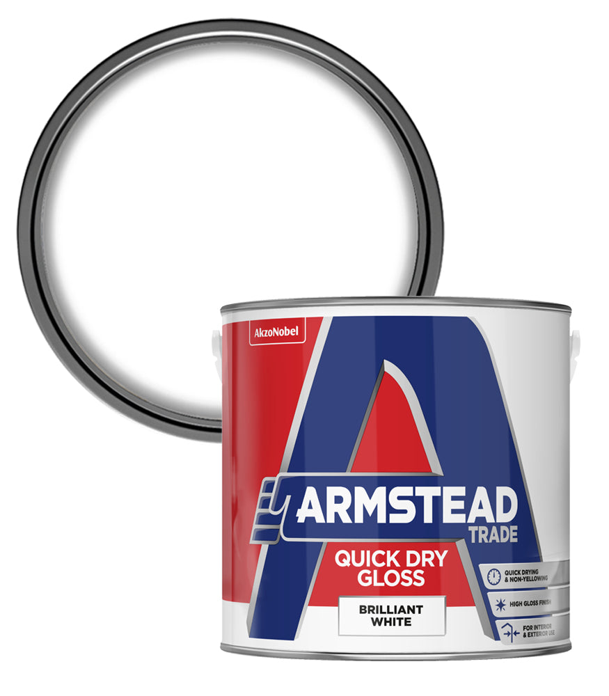 Armstead Trade Quick Dry Gloss - Brilliant White - 2.5 Litre